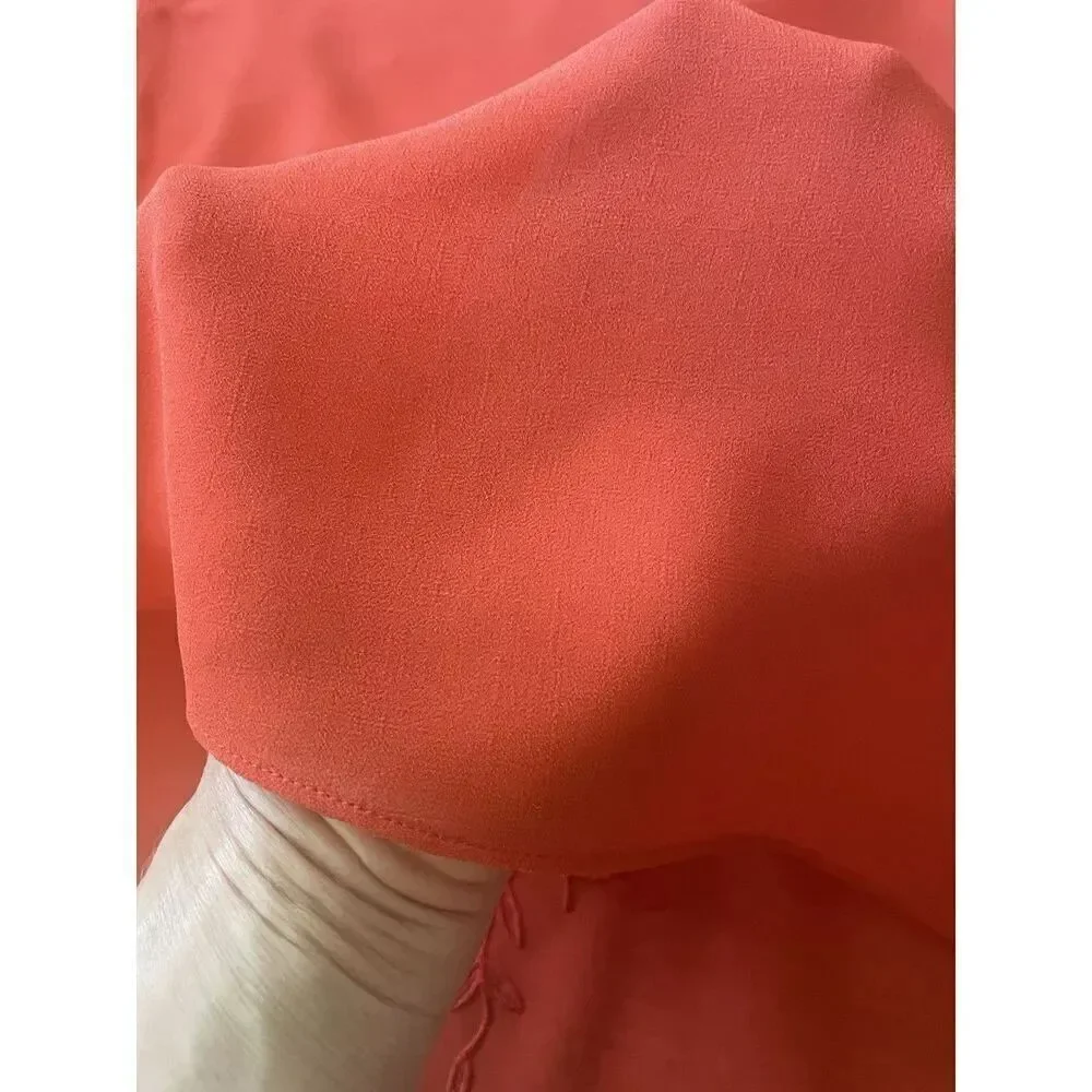 THML Anthropologie Orange Embroidered Cape Flutter Sleeve Sheer Sz M